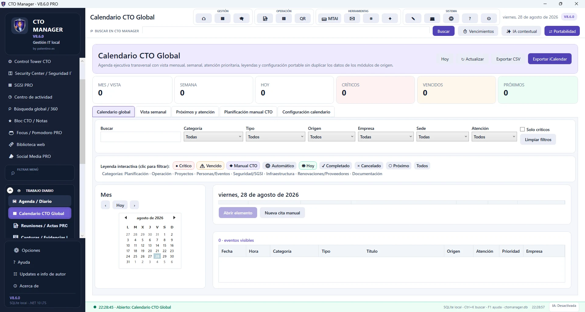 CTO Manager - Calendario CTO Global